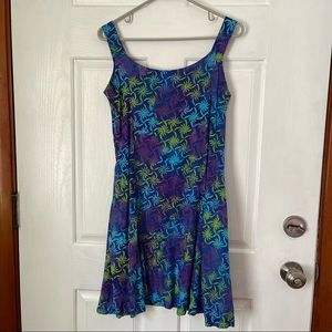 Siempre Portland, Maine 100% rayon Batik boho dress XS